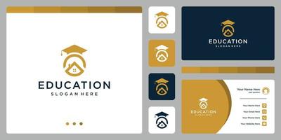 middelbare school, afstuderen, campus, onderwijs logo ontwerp. en huis logo's. bedrijf kaart vector