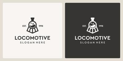 gemakkelijk wijnoogst oud locomotief trein en laboratorium logo ontwerp sjabloon. vector