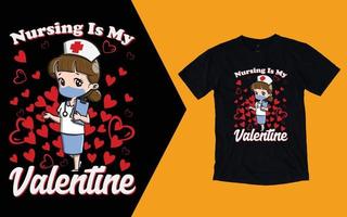 verpleegster is mijn Valentijn t shirt, verpleegster Valentijnsdag dag t overhemd vector