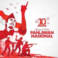 selamat hari pahlawan nasionaal. vertaling, gelukkig Indonesisch nationaal heroes dag. vector illustratie voor groet kaart, poster en banier