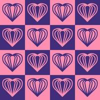 hart vorm Aan Purper en roze meetkundig plein achtergrond ontwerp. naadloos patroon vector illustratie. geschikt voor Valentijnsdag dag kaarten, omhulsel papier, textiel