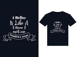 een moeder is Leuk vinden een bloem elk een mooi uniek illustraties voor drukklare t-shirts ontwerp vector