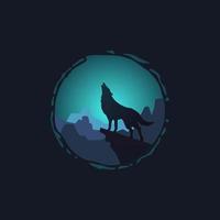 gehuil wolf nacht logo silhouet vector