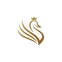 Koninklijk kroon zwaan goud logo vector