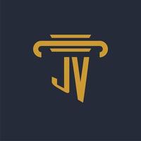 jv eerste logo monogram met pijler icoon ontwerp vector beeld