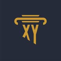 xy eerste logo monogram met pijler icoon ontwerp vector beeld