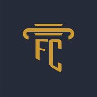 fc eerste logo monogram met pijler icoon ontwerp vector beeld