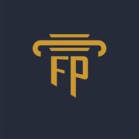 fp eerste logo monogram met pijler icoon ontwerp vector beeld