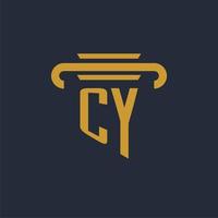 cy eerste logo monogram met pijler icoon ontwerp vector beeld