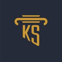 ks eerste logo monogram met pijler icoon ontwerp vector beeld