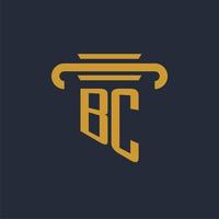 bc eerste logo monogram met pijler icoon ontwerp vector beeld