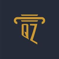 qz eerste logo monogram met pijler icoon ontwerp vector beeld