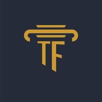 tf eerste logo monogram met pijler icoon ontwerp vector beeld