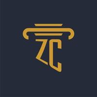 zc eerste logo monogram met pijler icoon ontwerp vector beeld