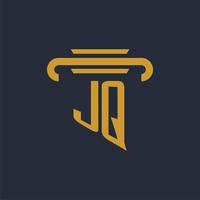 jq eerste logo monogram met pijler icoon ontwerp vector beeld