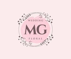 mg initialen brief bruiloft monogram logos sjabloon, hand- getrokken modern minimalistisch en bloemen Sjablonen voor uitnodiging kaarten, opslaan de datum, elegant identiteit. vector