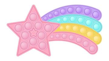 knallen speelgoed- roze ster met een regenboog staart net zo een silicium speelgoed- voor friemelt. verslavend anti stress speelgoed- in pastel roze kleur. bubbel zintuiglijk ontwikkelen speelgoed- voor kinderen vingers. vector illustratie geïsoleerd