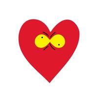 gek hart, een hartkarakter met gekke ogen is een grappig karakter voor het thema liefde en valentijnsdag. vector