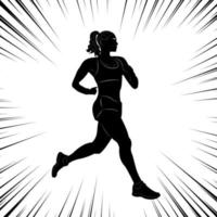 marathon voor snelheid. sprint. rennen sprint meisje. silhouet van een rennen Mens. atletiek. soort van sport. atleet. vector