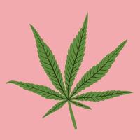 eenvoud cannabisblad uit de vrije hand tekenen plat ontwerp. vector