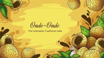 hand- getrokken onde-onde de Indonesisch traditioneel taart achtergrond nasi tumpeng de Indonesisch traditioneel voedsel achtergrond vector