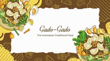 hand- getrokken gado-gado de Indonesisch voedsel achtergrond vector