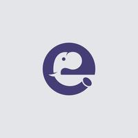 letter eerste e olifant logo ontwerpsjabloon vector
