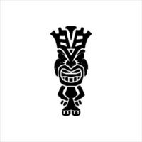 silhouet van tiki afgod icoon. gemakkelijk illustratie van een tiki afgod icoon voor web ontwerp geïsoleerd Aan een wit achtergrond, tiki tribal houten masker, tropisch exotisch fabriek en bamboe bord. traditioneel Hawaii vector