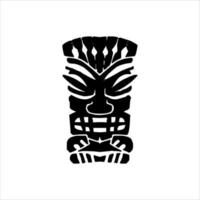 silhouet van tiki afgod icoon. gemakkelijk illustratie van een tiki afgod icoon voor web ontwerp geïsoleerd Aan een wit achtergrond, tiki tribal houten masker, tropisch exotisch fabriek en bamboe bord. traditioneel Hawaii vector