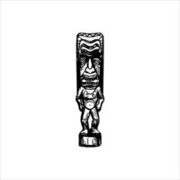 silhouet van tiki afgod icoon. gemakkelijk illustratie van een tiki afgod icoon voor web ontwerp geïsoleerd Aan een wit achtergrond, tiki tribal houten masker, tropisch exotisch fabriek en bamboe bord. traditioneel Hawaii vector