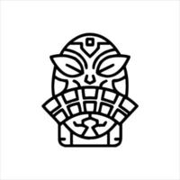 silhouet van tiki afgod icoon. gemakkelijk illustratie van een tiki afgod icoon voor web ontwerp geïsoleerd Aan een wit achtergrond, tiki tribal houten masker, tropisch exotisch fabriek en bamboe bord. traditioneel Hawaii vector