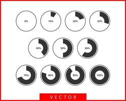 reeks taart tabel pictogrammen. cirkel diagram vector. verzameling grafieken grafieken logo sjabloon. vlak ontwerp. vector