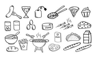 hand- getrokken voedsel en drank icoon in tekening stijl vector