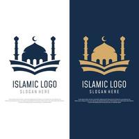 uniek, modern en creatief luxe moskee logo sjabloon met monogram.logo voor islamitisch, ramadan, bedrijf. vector