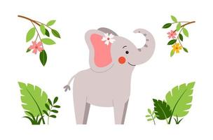 vector landschap met schattig baby olifant