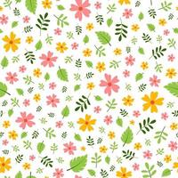 zomer vector patroon met schattig gemakkelijk bloemen en bladeren