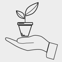 blad en hand, zorg natuur pictogram vector