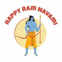 gelukkig RAM navami. Indisch god met boog en pijl. festival. traditioneel vakantie. vector