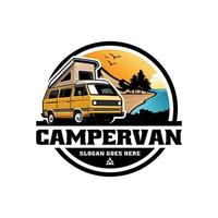 camper auto met knal omhoog tent illustratie logo vector