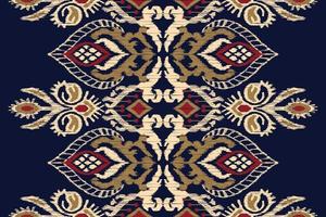 ikat bloemen paisley borduurwerk Aan marine blauw achtergrond.geometrisch etnisch oosters patroon traditioneel.azteken stijl abstract vector illustratie.ontwerp voor textuur, stof, kleding, verpakking, decoratie.