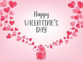 Valentijnsdag dag illustratie met harten, geschenk doos en belettering, vector