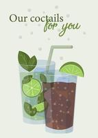 banier met Cuba libre en mojito cocktails. nationaal Cubaans drankjes vector