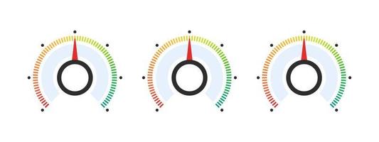 wijzerplaat schaal. tevredenheid indicator. prestatie meting cliënt tevredenheid. vector illustratie