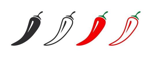 heet natuurlijk Chili peper symbolen. reeks van rood pittig Chili paprika's. pittig en heet. vector illustratie