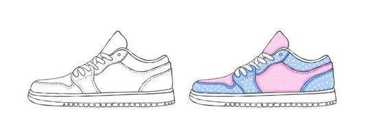 hand- getrokken sportschoenen. modern sportschoenen. tekening stijl afbeeldingen. vector illustratie