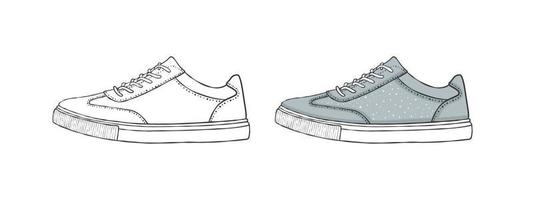 geschilderd schoenen. sportschoenen of instappers. tekening stijl afbeeldingen. vector illustratie