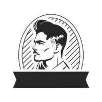 logo van een elegant Mens met een baard. de logo kan verbeelden een gestileerde ontwerp voor een kapperszaak of salon. vector