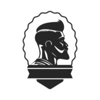 logo beeltenis een brutaal en elegant Mens met een baard. de logo kan verbeelden een gestileerde ontwerp voor een kapperszaak of salon. vector