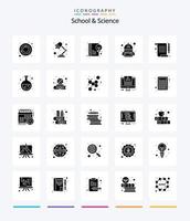 creatief school- en wetenschap 25 glyph solide zwart icoon pak zo net zo notities.. inhoud. leerling. zak vector