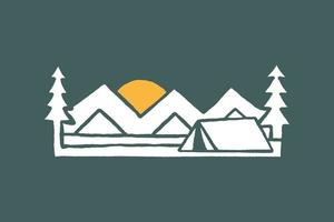 gelukkig camping natuur avontuur voor insigne sticker grafisch illustratie vector kunst t-shirt ontwerp